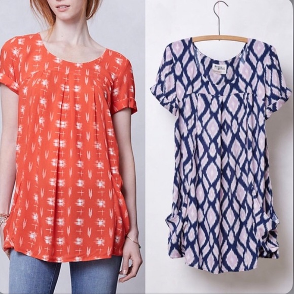 Anthropologie Tops - Anthro Holding Horses Purple Ikat Tunic w/ pockets